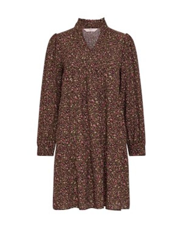 Alva Astrid Kjole AOP Blk Coffee Flwr
