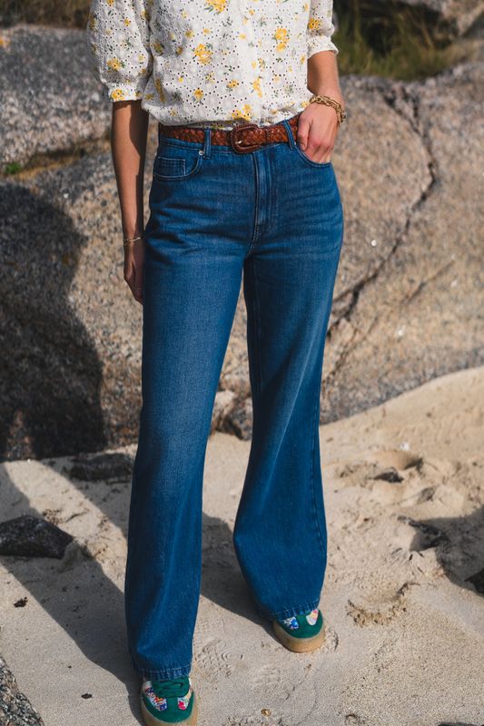 Cecilie HW Pants Mid Blue Wash
