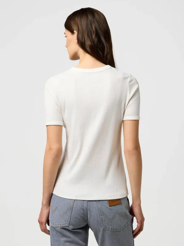SLIM FEMME KNIT HENLEY Hvit