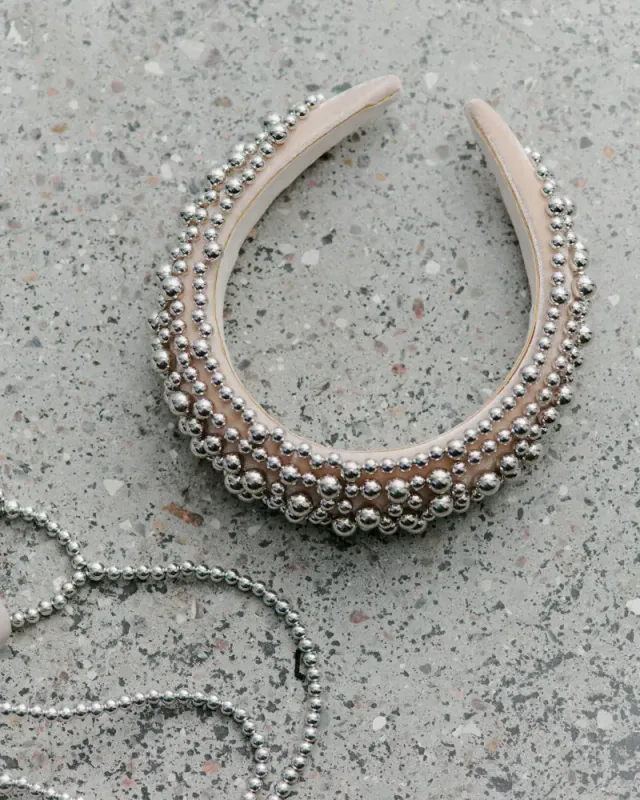 Beaded Chrome Hårbøyle Silver
